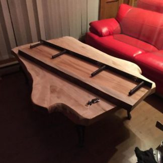 live edge coffee table with shelf