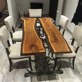 live edge river maple dining table